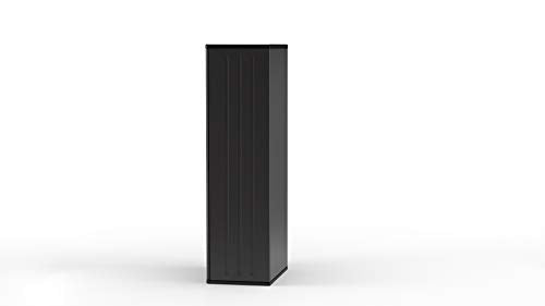 Suncast 19 Cubic Ft. Heavy-Duty Resin Cabinet with Lockable Handles, Multi-Wall Construction, and Metal-Reinforced Shelves for Basement, Utility Room and Garage Storage, Black, Made in the USA
