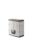 Rubbermaid Wall Mounted Storage Cabinet with Doors 150-Pound Capacity Gray Lockable Three-Shelf Cubbard for Tools/Car Accessories/Cleaning in Home/Garage/Outdoor Areas