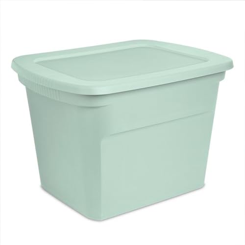 Sterilite 16 Pack Tote, Plastic Stackable Storage Bin Container with Lid, 18 Gallon, Mindful Mint