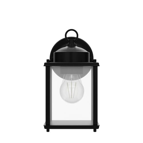 MATAMEYE Outdoor Wall Lantern, Exterior Waterproof Wall Sconce Light Fixtures, Black Front Door Wall Lighting with Clear Beveled Glass Shade, 2 Pack