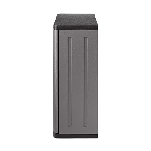 Suncast Wall Storage Cabinet for Garage Organization - 4 Cu. Ft. Wall Mounted Garage Cabinet with Shelf for Garden Supplies, Paint Cans & Outdoor Tools, Multi-Wall Resin Construction, Platinum
