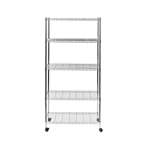 Seville Classics 5-Tier Steel Wire Shelving, 30" W x 14" D, Chrome
