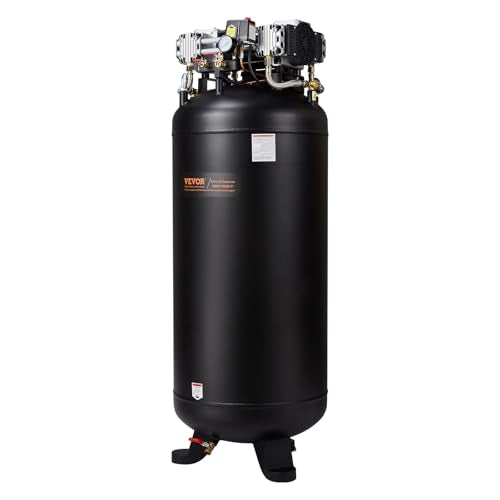 VEVOR 80 Gallon Air Compressor, 145PSI Oil Free Stationary Compressor Tank, 6.5HP 15.5SCFM@90 PSI, Quiet Compressor for Industrial Manufacturing, Workshops (220V/60Hz Single-Phase Power)