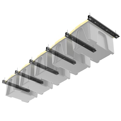 TORACK Garage Ceiling Bin Storage Rack, Adjustable Heavy Duty Overhead Tote Storage Rail System(for 5 Bins, Bins are not included)