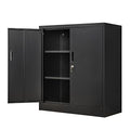 Wanfu Metal Storage Cabinet, 36" H Locking Storage Cabinet with 2 Adjustable Shelves, Metal Cabinets for Garage, Home, Office, Utility Room-Black