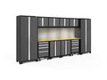NewAge Products Garage Storage Cabinets Bold Series Gray Include Multi Use lockers, Rolling Tool, Base & Wall Cabinets with Lockable Doors, LED Lights, Slatwall Backsplash, Bamboo Worktop
