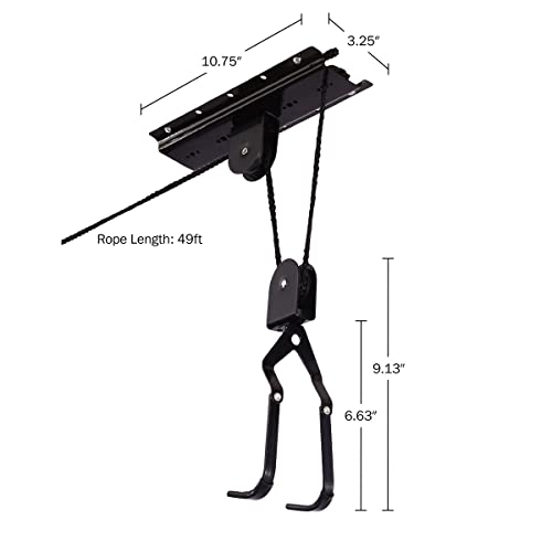 RAD Sportz Set of 2 Bike Hangers for Garage - Hoist Pulley System with 100lb Capacity - Overhead Ceiling Storage for Bicycles or Ladders
