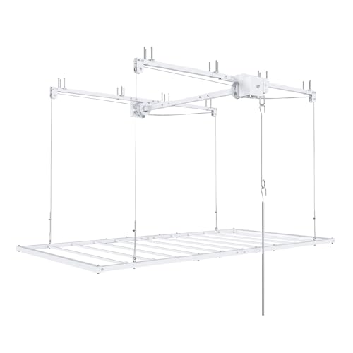 S.Walt Hanging Garage Ceiling Storage Racks, Adjustable Overhead Garage Storage Lift, Mounted 36 ft Heavy-Duty Steel Platform for High Ceilings 1012 ft, Supports 350 lbs for Everyday Use