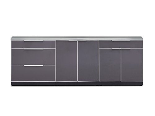 NewAge Products Outdoor Kitchen Aluminum 96" W x 24" D 4 Piece Set, Slate Gray, 65252