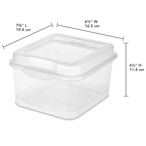 Sterilite 12-Pack FlipTop Stackable Square Small Storage Bin with Hinging Lid, Clear