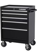 Husky 5-Drawer Rolling Tool Cabinet, 27 in. W x 18 in. D, Gloss Black