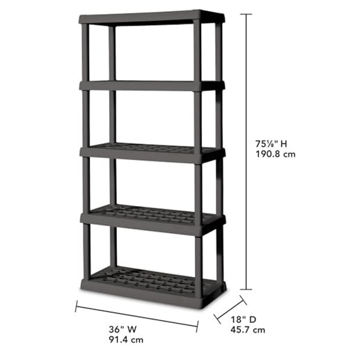Sterilite 3-Pack 5 Shelf Unit, Heavy-Duty Shelving Storage Rack for Home and Garage, Gray - Multipurpose Plastic Organizer Shelves for Smart Organization