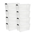 Sterilite 8-Pack 70 Quart Ultra Latch Box, Clear Storage Organizer Bins with Latching Lids - Stackable Plastic Containers for Home Organization in Garage, Attic, Basement, and Closet