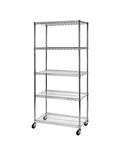 UltraDurable Commercial-Grade 5-Tier Steel Wire Shelving with Wheels, 36" W x 18" D x 72" H, Steel