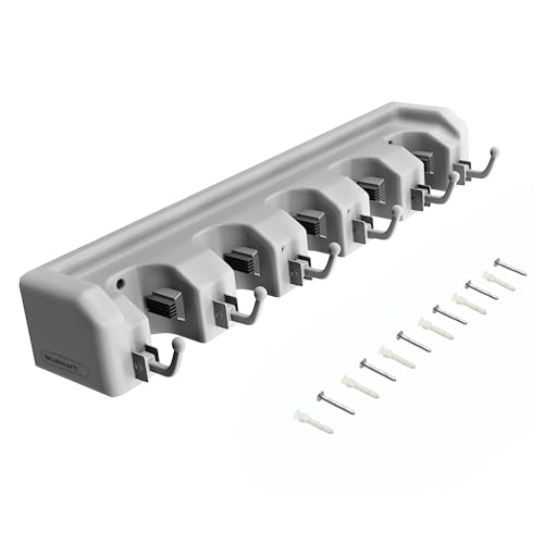 Wall Organizer with Adjustable Slots and Hooks - Wall-Mounted Tool and Broom Holder - Organization and Storage for the Kitchen and Garage by Stalwart