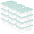 Sterilite 12 Pack Storage Boxes, Clear Plastic Stackable Containers, Lightweight Home Organizers with Snap Lids, 12 Quart, Mindful Mint