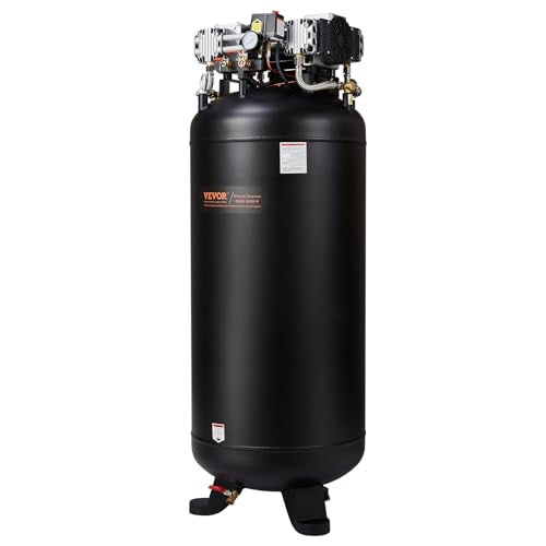 VEVOR 80 Gallon Air Compressor, 145PSI Oil Free Stationary Compressor Tank, 6.5HP 15.5SCFM@90 PSI, Quiet Compressor for Industrial Manufacturing, Workshops (220V/60Hz Single-Phase Power)