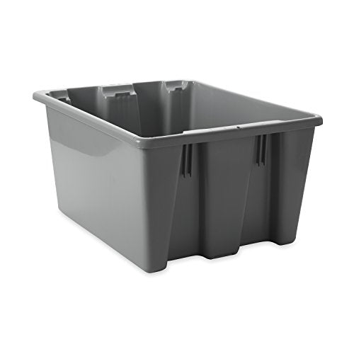 Rubbermaid Commercial Palletote Storage Stack and Nest Box, 1.3 Cu. Ft, Gray Tote, for Warehouse/Garage/Cleaning/Maintenance