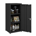 MIOCASA Metal Storage Cabinet with Lock, 3 Adjustable Shelves Single Door Steel Locker for Home, Office & Garage (Black)