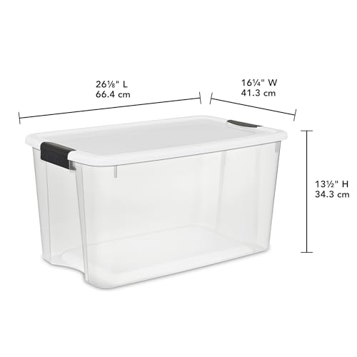 Sterilite 8-Pack 70 Quart Ultra Latch Box, Clear Storage Organizer Bins with Latching Lids - Stackable Plastic Containers for Home Organization in Garage, Attic, Basement, and Closet