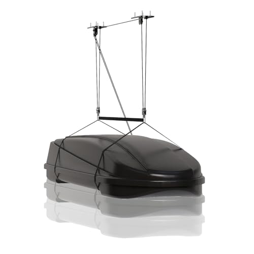 Garvee Heavy‑Duty Cargo Box Garage Pulley System, Ceiling Hoist Kit for 8–10 ft Ceilings, 150 Lbs Capacity with Dual Fixed‑Point Design, Adjustable Lifting Straps, Ideal Ceiling Mounted Storage Racks