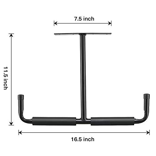 Ihomepark Overhead Garage Storage Rack, Heavy Duty Ceiling Mounted Garage Hooks Utility Hanger for Lumber Bike Tools(4 Pack, Black)