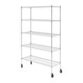 SafeRacks - NSF Certified Storage Shelves, Zinc, Heavy Duty Steel Wire Unit with Wheels and Adjustable Feet, Garage or Bakers Rack, Kitchen, Pantry Shelf - (18"x48"x72" 5-Tier) (Silver)
