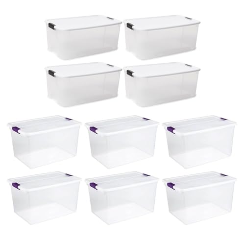 Sterilite 116 Quart and 66 Quart Multipurpose Ultra Storage Tote Box Storage Containers for Home or Office Organization, Clear, 4 Pack and 6 Pack
