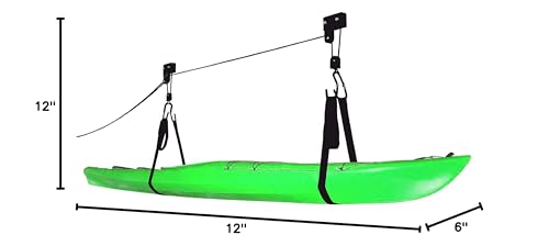Kayak Hoist - Overhead Garage Storage - Pulley System with 125lb Capacity for Kayak, Canoe, or Bicycle by Bike Lane