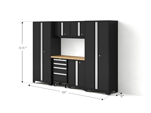 NewAge Products Bold Series Black 7 Piece Set, Garage Cabinets, 63054