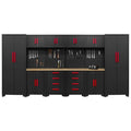 HPDMC Garage Storage Cabinet System - 2 * 6-Pcs Workshop Set with Steel Cabinet Drawers, Tool Chest, Workbench, Pegboard for Tool Organization