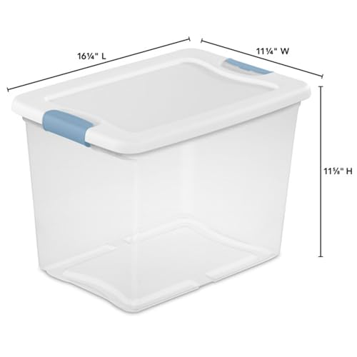 Sterilite 12 Pack 15-Quart & 6 Pack 25-Quart Storage Bins, Stackable Clear Plastic Totes w/ Latch Lids