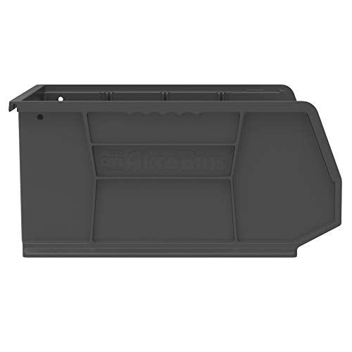 Akro-Mils 30250 AkroBins Plastic Storage Bins, Space-Saving Stackable Bins for Garage, Pantry, Craft Organization, 15" x 16" x 7", Black, 6-Pack