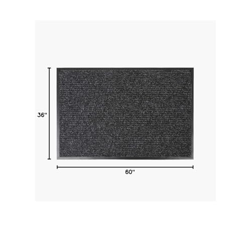 Notrax 109 Industrial Door Mat, 3' x 5' Entrance Mat, Heavy Duty Commercial Rug for Businesses, Welcome Lobbies, Garage, and Mudroom, Made in the USA, Charcoal Black, Brush Step 109S0035CH
