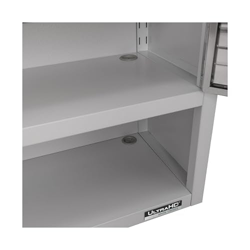 Seville Classics UltraHD Solid Steel Lockable Storage Wall Cabinet w/Adjustable Shelves for Garage, Warehouse, Office, Classroom, 36" W x 12" D x 30" H, Granite