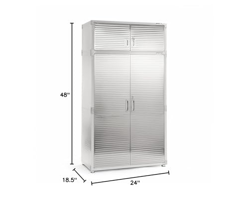Seville Classics UltraHD Heavy Duty Mega Solid Steel Metal 2-Door Lockable Stacker Wall Storage, Cabinet Organizer for Garage, Warehouse, Office, Classroom, Granite, 48" W X 24" D X 18.5" H