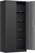INTERGREAT Metal Storage Cabinet, 72” H Storage Cabinet with 2 Doors and 4 Adjustable Shelves for Office, Home, Garage, Pantry (Assembly Required, Black)