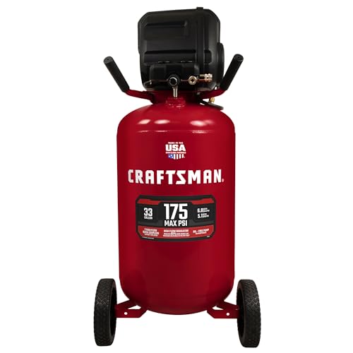 CRAFTSMAN 33 Gallon Air Compressor, 175 Max PSI, Portable Air Compressor, Vertical Air Compressor for Heavy-Duty Use, Ideal for Home Garage and Workshop, Efficient and Reliable Performance