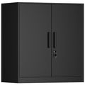IRONFFICE Metal Wall Cabinet,Garage Cabinet with Handle,Lockable Storage Cabinets Wall Mounted with 2 Doors,Locking Cabinet with Shelves for Basement,Office,Living Home,Black