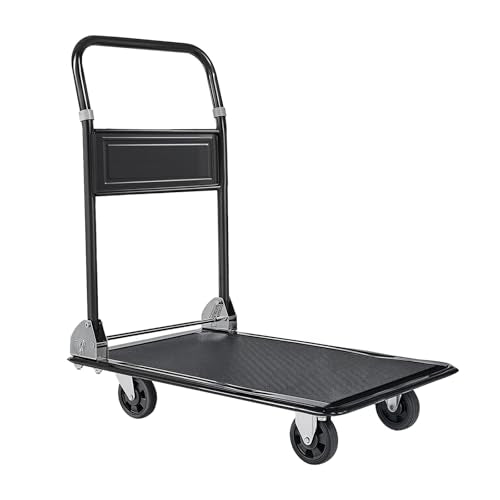 VEVOR Heavy Duty 2 Tier Platform Hand Truck, 700 lbs 2 Tier Push Tool Cart with High-Strength Steel, Utility Cart for Warehouse, Garage, Workshop, Office