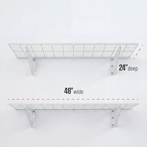 SafeRacks Garage Wall Shelves - 2 Pack Combo Set with 4 Hanging Hooks