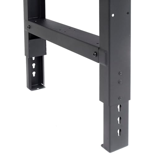 Global Industrial Adjustable Height Workbench C-Channel Leg, 60" W x 30" D, 1-1/2" 12-Gauge Steel Top with Square Edge, 2000 Lbs. Capacity, Black, Industrial Workbench