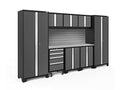 NewAge Products Cabinets Bold Series 9 PC Set Grey Includes ‎72" Worktop, Backsplash Kit, 2 x Two-Door Base, Rolling Tool Drawer, 3 Wall Cabinets, 2 x Multi-Use Lockers, 50523