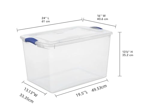 (2pack) 66 Quart Clear Plastic Storage Bins with Latch Lid, Extra Large Stackable Storage Containers for Home Organization, Heavy-Duty Plastic Storage Totes for Clothes, Blankets, Seasonal Items
