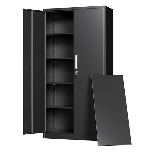 Tivostaral Metal Storage Cabinet with Locking Doors, 71" Tall Steel Locker Organizer with Adjustable Shelves, Garage Utility Cabinet for Home, Office, Shop, and School