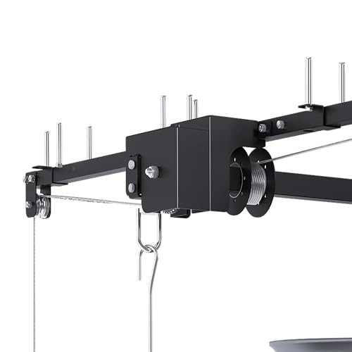 Montary 5x9 FT Overhead Garage Storage Rack for 10-12 FT Ceiling, Adjustable Ceiling Lifting Storage Rack with Safety Lock, 400LBS Capacity All-Steel Construction Heavy-Duty Garage Organizer Rack
