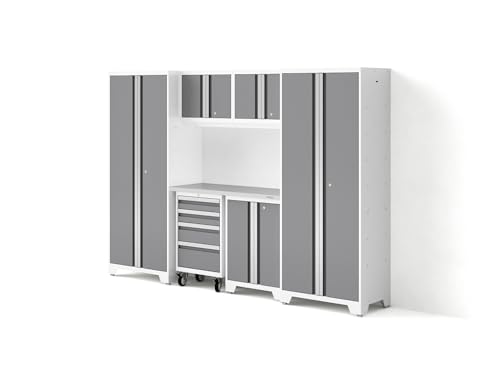 NewAge Products Bold Series White 7 Piece Set, Garage Cabinets, 54872