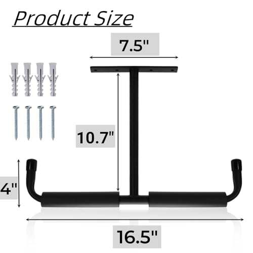 Tlence 4 Pack Overhead Garage Storage Hooks, 16.5" Heavy Duty Ceiling Mount Hangers, Double T-Bar Metal Ladder Ceiling Racks, Hanging for Bike, Pipe Lumber, Fishing Rod, Sports Equipment