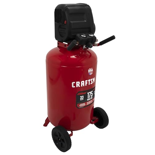 CRAFTSMAN 33 Gallon Air Compressor, 175 Max PSI, Portable Air Compressor, Vertical Air Compressor for Heavy-Duty Use, Ideal for Home Garage and Workshop, Efficient and Reliable Performance