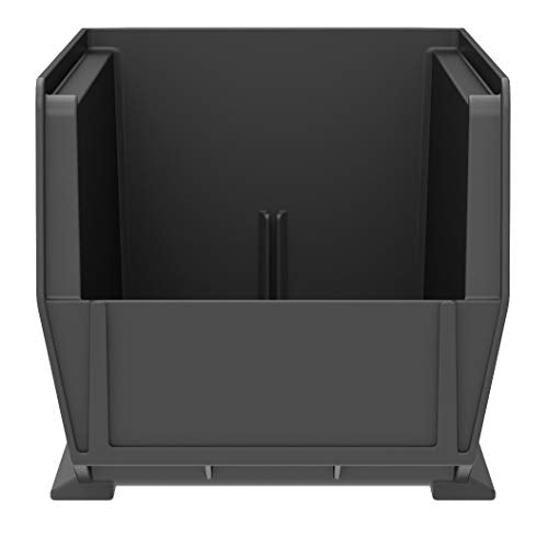 Akro-Mils 30234 AkroBins Plastic Storage Bins, Space-Saving Stackable Bins for Garage, Pantry, Craft Organization, 15" x 5" x 5", Black, 12-Pack